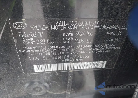 2017 Hyundai Elantra Se z USA, uszkodzony, nr VIN 5NPD84LF8HH188332